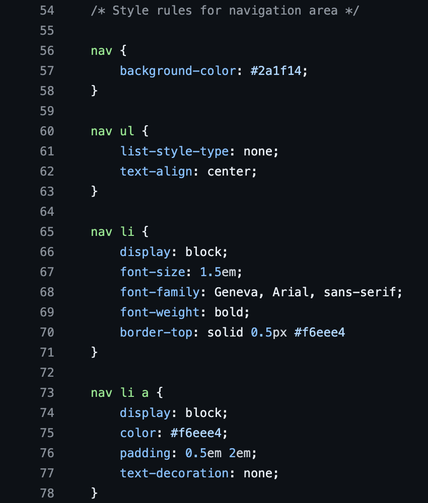 CSS Nav List Properties